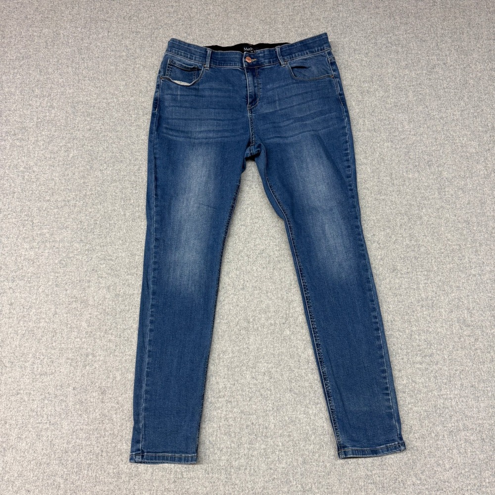MetHera Skinny Jeans Size 16 Blue Denim Stretch Mid Rise Faded Casual Pants